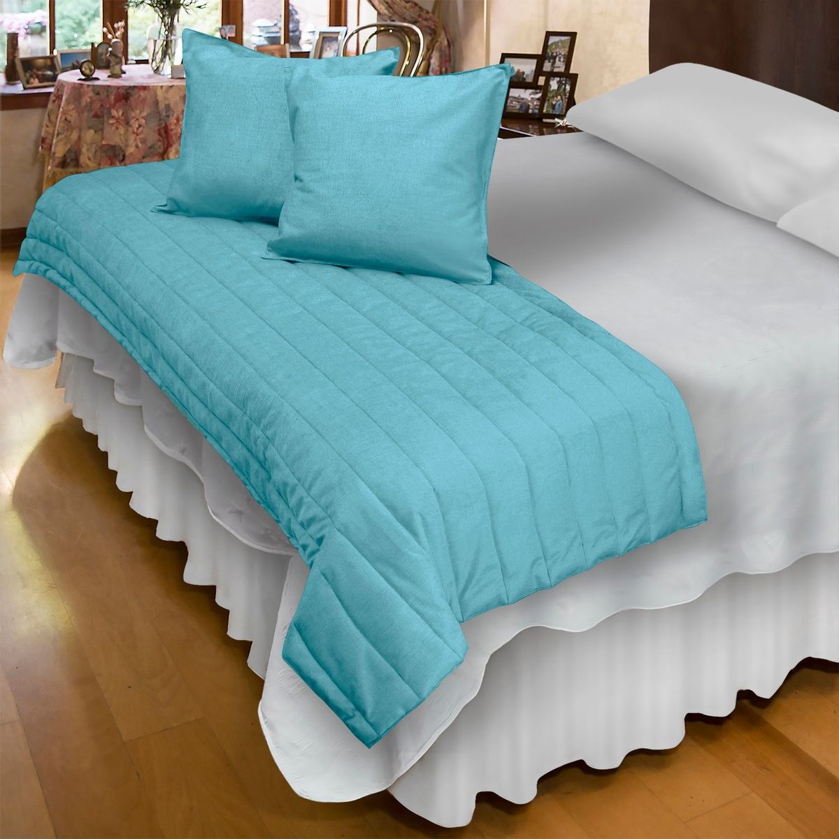 MALLORCA - Piecera Con Fundas Velvet Aqua Reversible