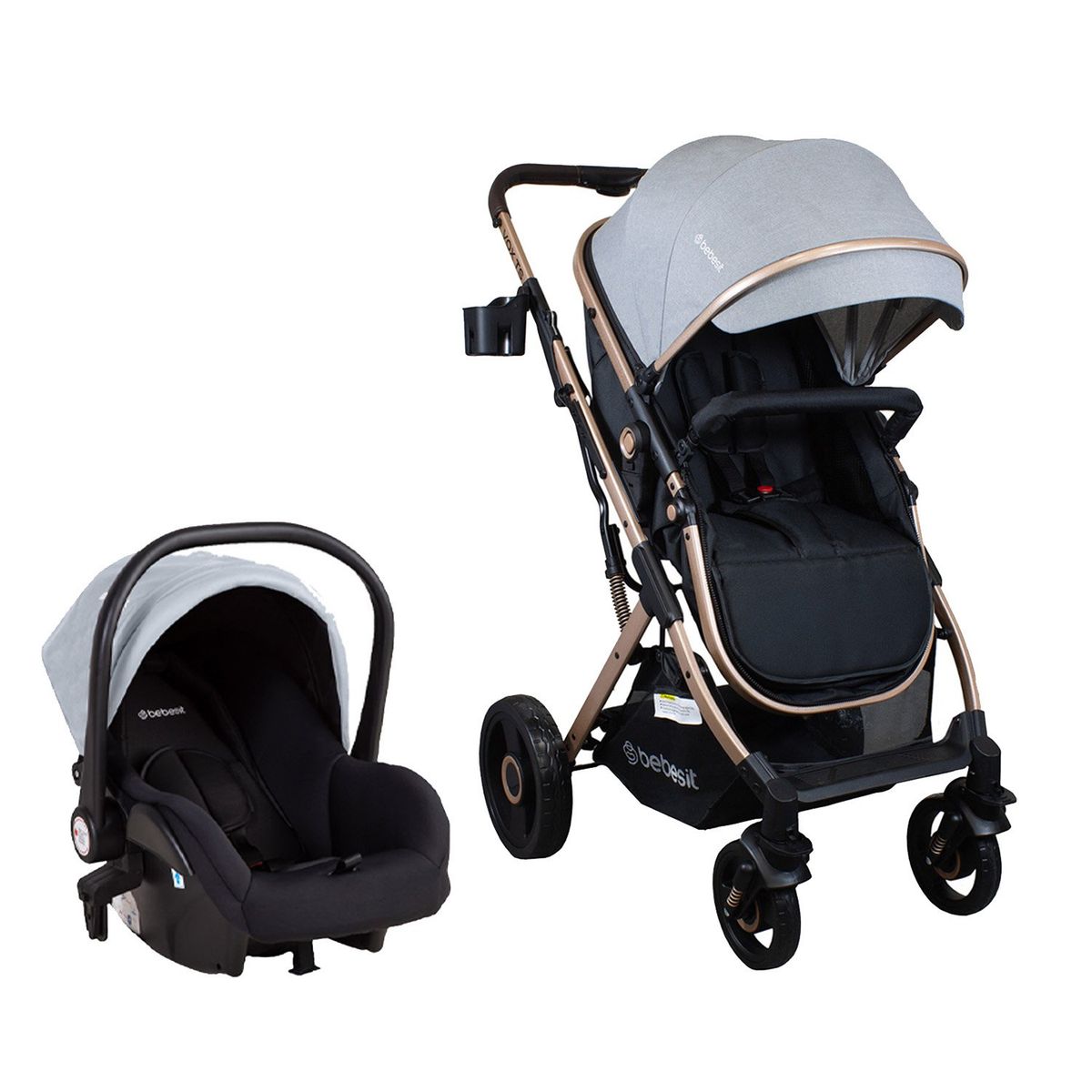 BEBESIT - Coche Cuna Travel System Vox Gold Gris Bebesit