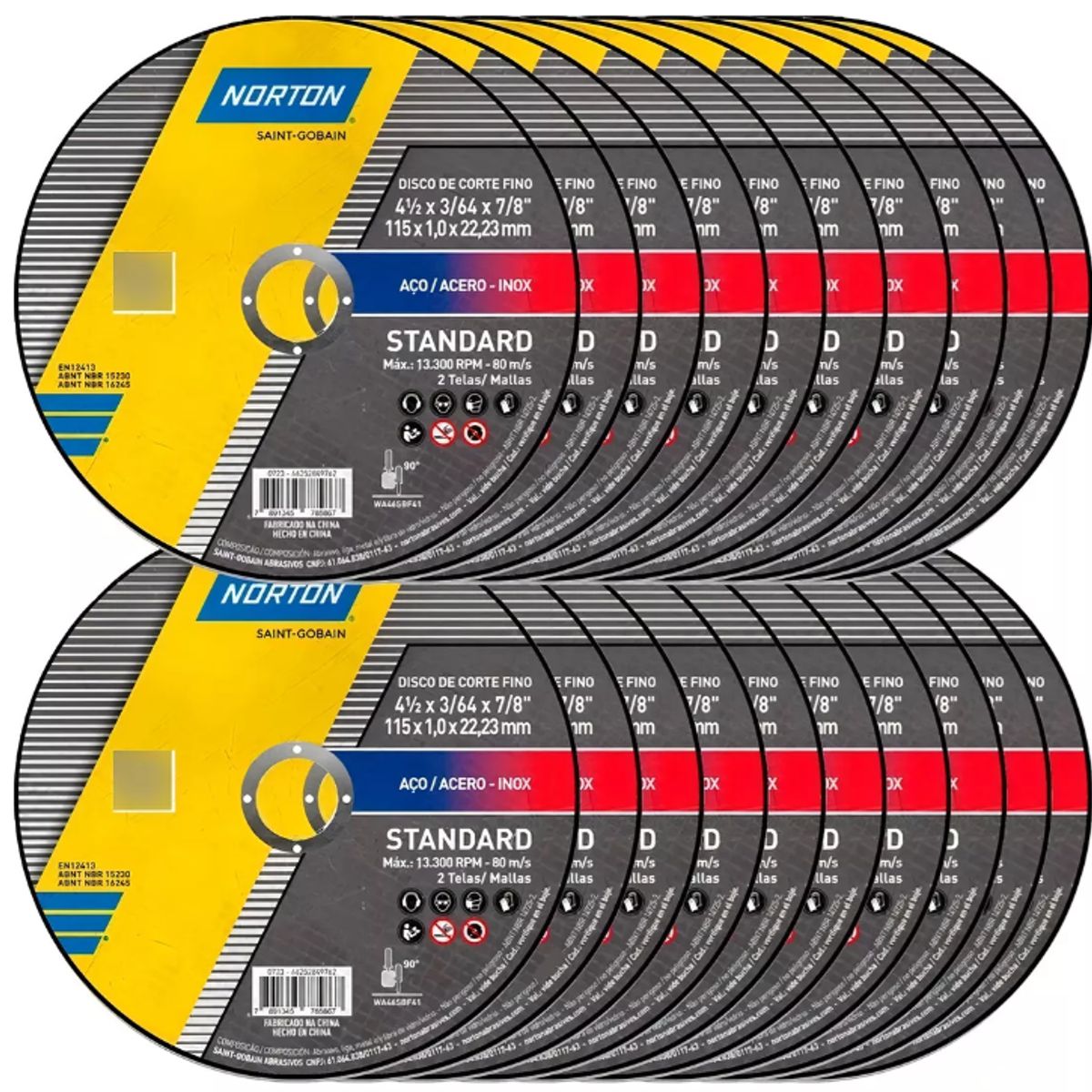 NORTON - Kit de 24 discos de corte fino para acero inoxidable Norton