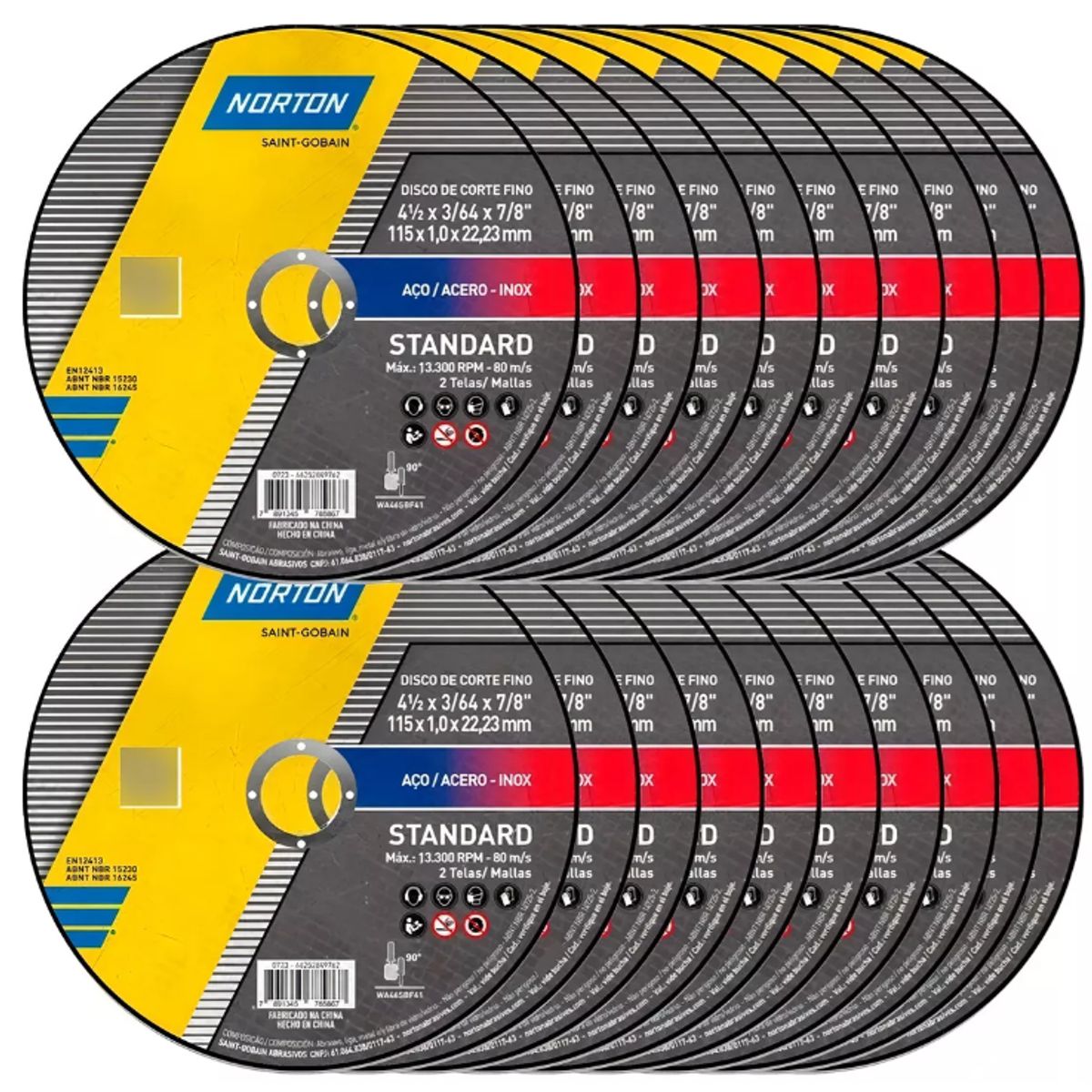 NORTON - Kit de 24 discos de corte fino para acero inoxidable Norton