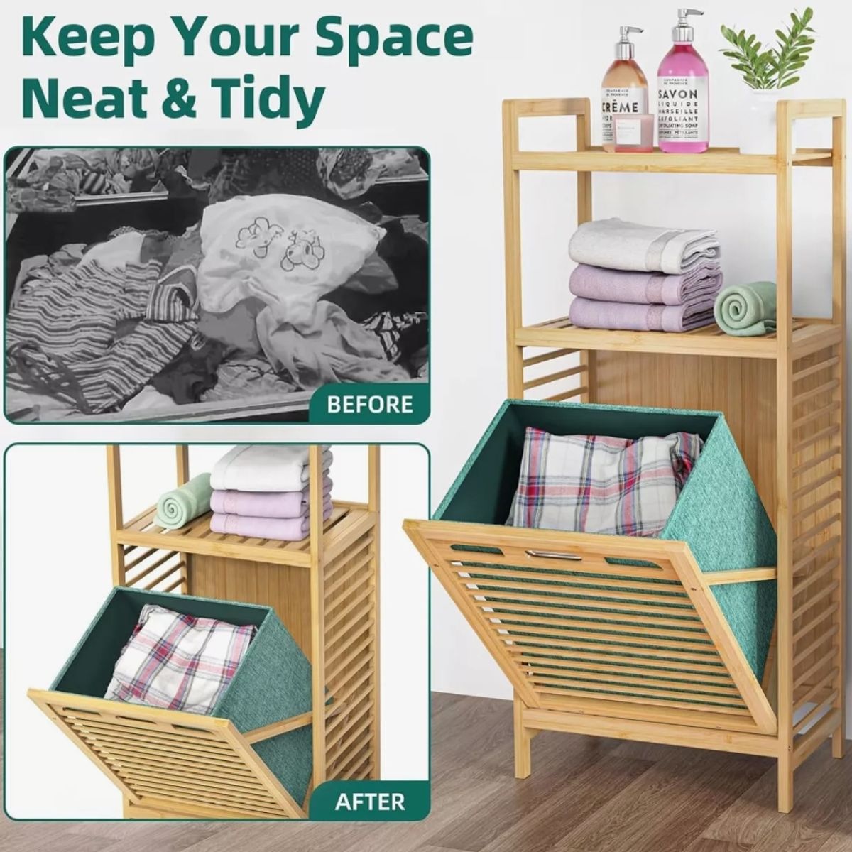 HOMER OUTDOOR - Cesta Canasto De Ropa Sucia Con Soporte De Bambú Homer Outdoor