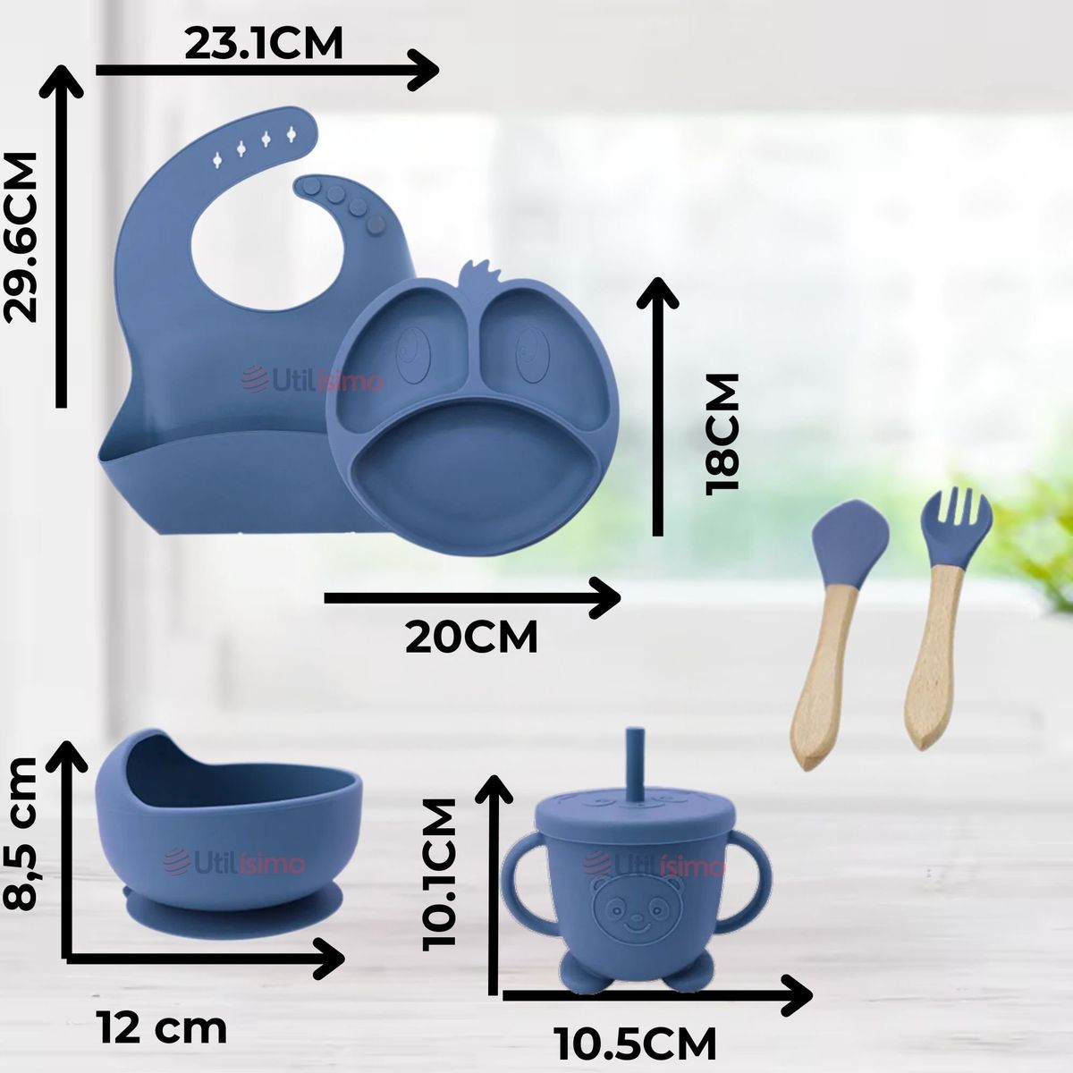 UTILISIMO - Set De Alimentación Bebé Silicona Formas 6 Piezas Libre BPA