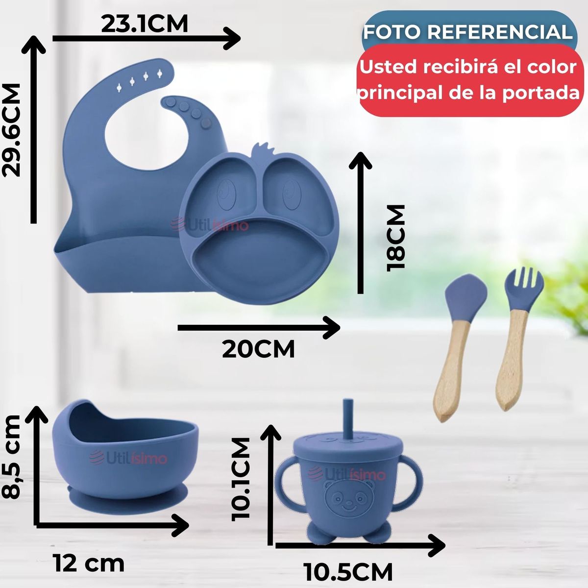 UTILISIMO - Set De Alimentación Bebé Silicona Formas 6 Piezas Libre BPA