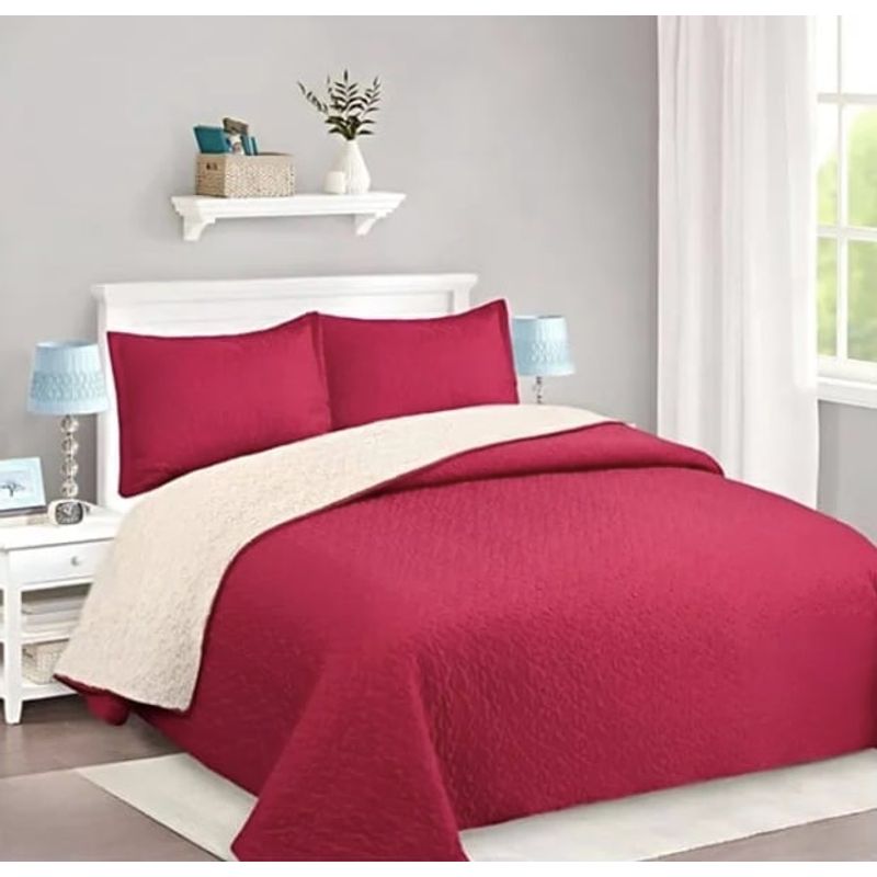 ATLAS - Cubrecama Quilt Sherpa 1.5 Plazas Rojo