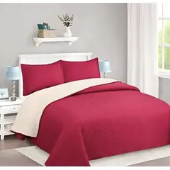 ATLAS - Cubrecama Quilt Sherpa 1.5 Plazas Rojo