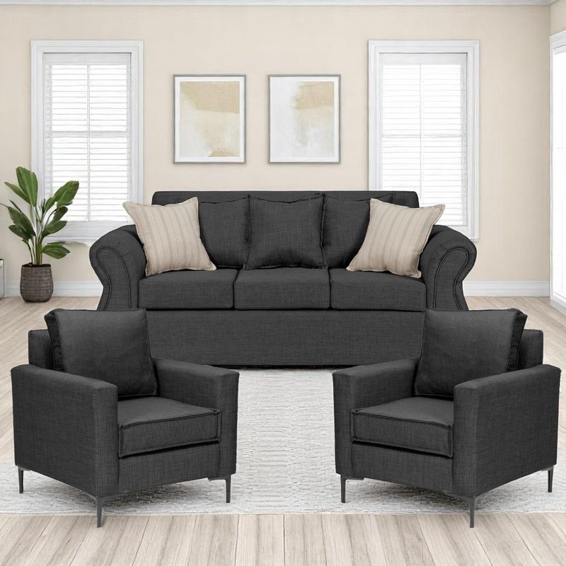 SITIAL HOME - Living 311 Singapur marengo sofa 3 cuerpos mas dos poltronas resortes