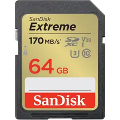 SANDISK - Tarjeta SD Extreme 64GB UHS-I 170MBs 80MBs