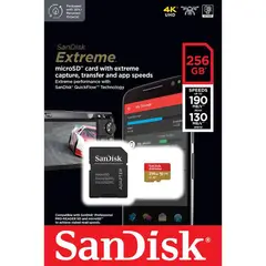 SANDISK - Tarjeta MicroSD 256GB Extreme UHS-I U3 A2 Adaptador