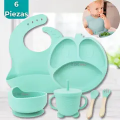 UTILISIMO - Set De Alimentación Bebé Silicona Formas 6 Piezas Libre BPA