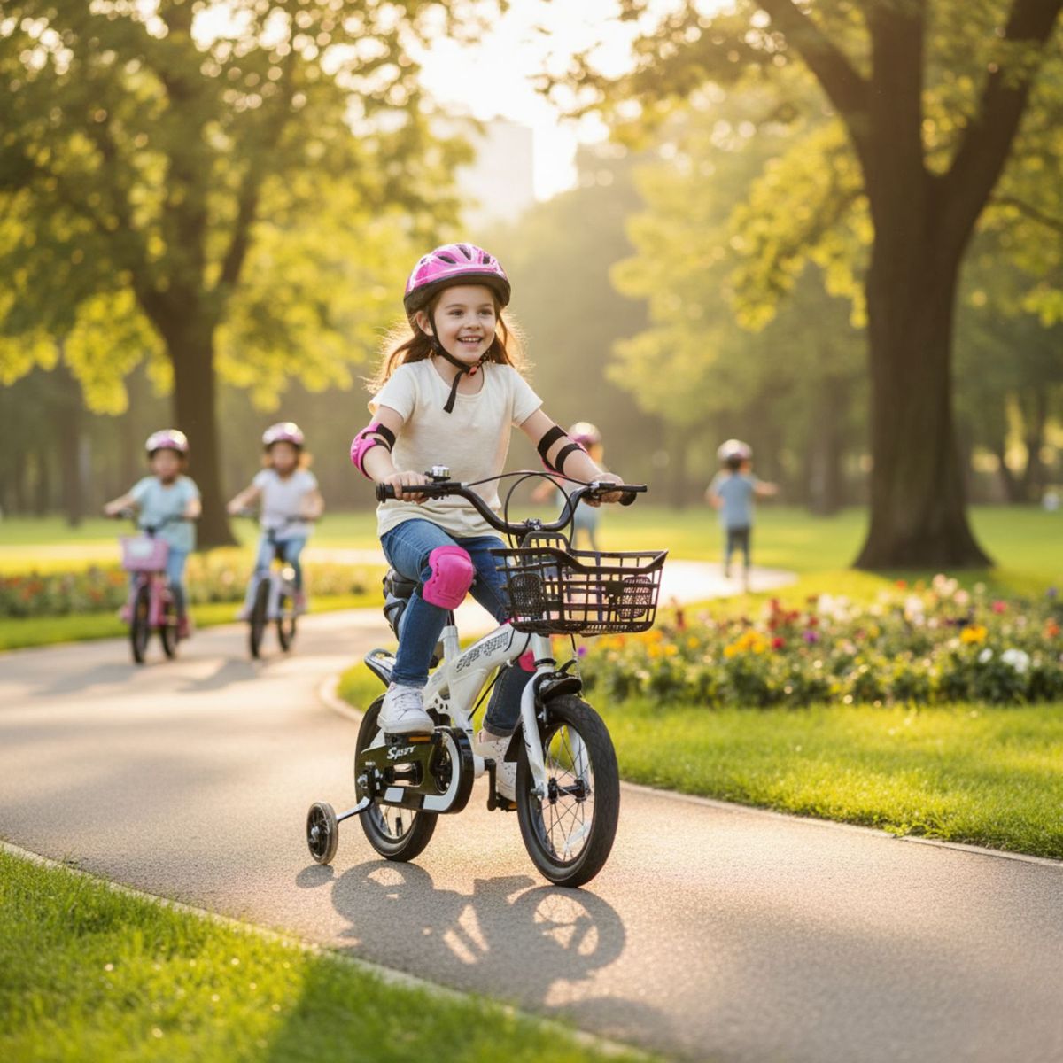 BABYLUNA - Bicicleta Aro 12 con Cesta, Ruedas y Botellón de Agua Blanco
