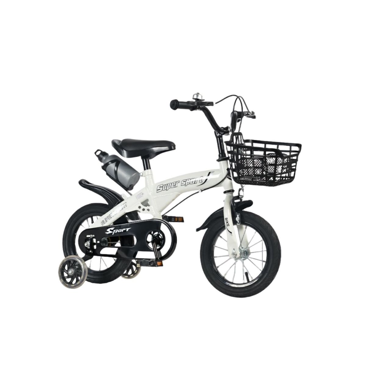 BABYLUNA - Bicicleta Aro 12 con Cesta, Ruedas y Botellón de Agua Blanco