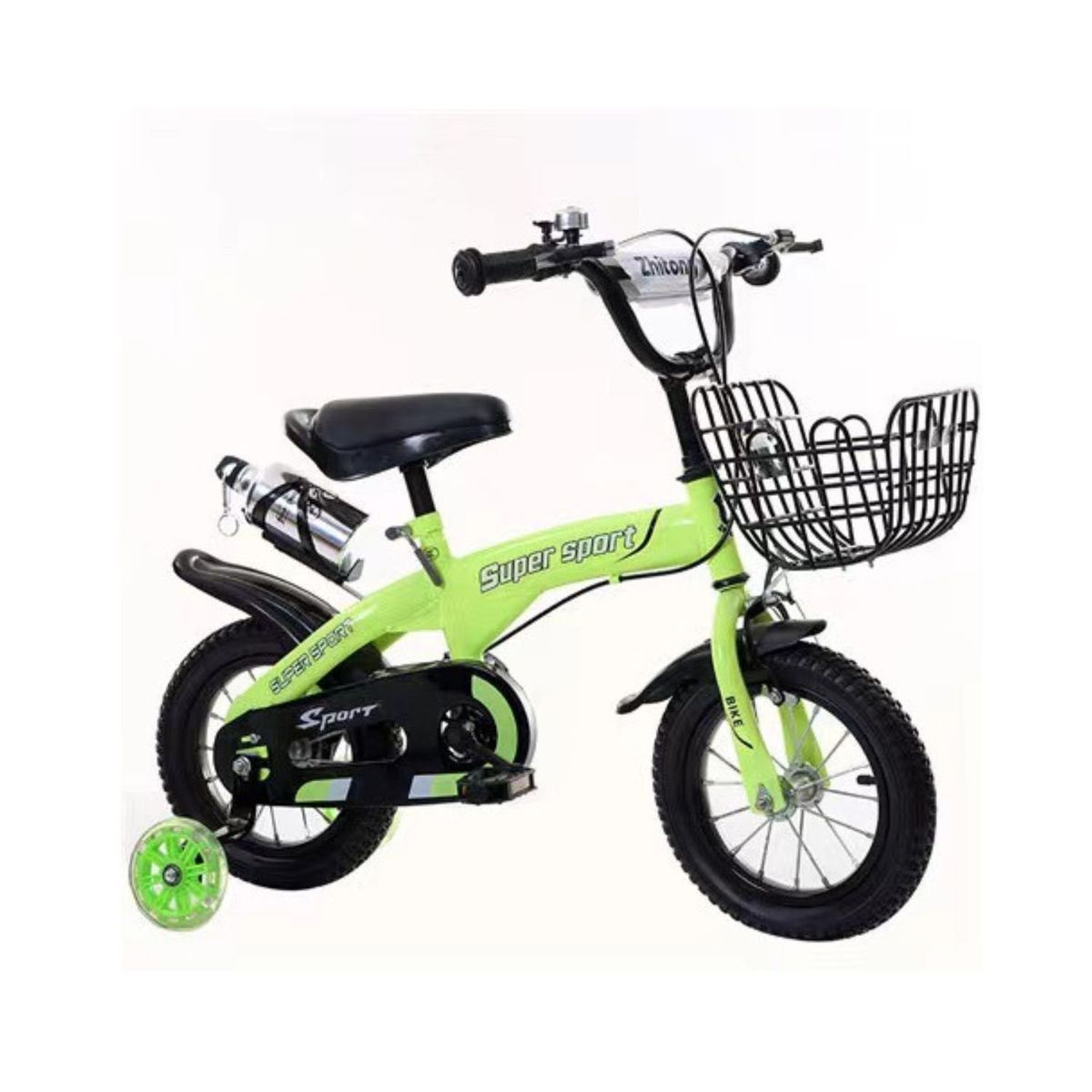 BABYLUNA - Bicicleta Aro 16 con Cesta, Ruedas y Botellón de Agua Verde