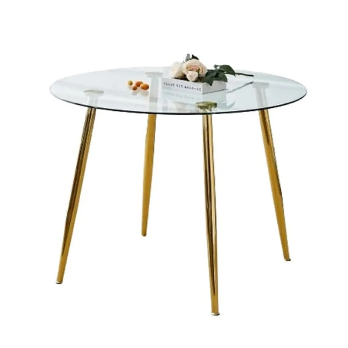 HABITA2 CHILE - Mesa de comedor de vidrio Minimalista Dorado - 100 cm