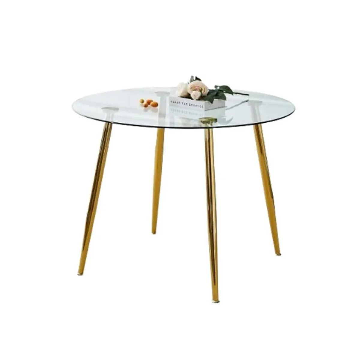 HABITA2 CHILE - Mesa de comedor de vidrio Minimalista Dorado - 100 cm