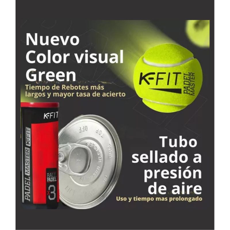 GENERICO - Pack de 6 tarros de pelotas de pádel K-Fit 18 unidades