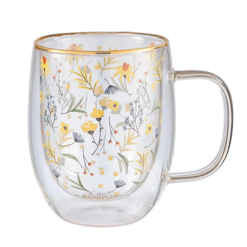 ADAGIO TEAS - Taza Doble Vidrio Pretty Flowers 300 ml