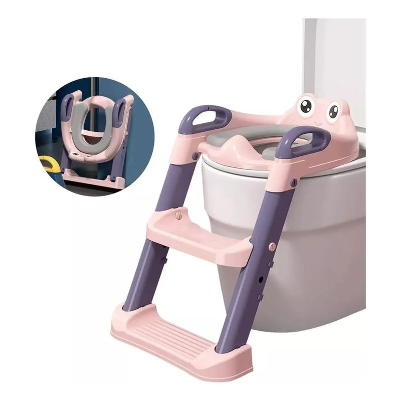SHOP EHOME BAG - Asiento Adaptador con Escalera para Inodoro sin cojin Rosado