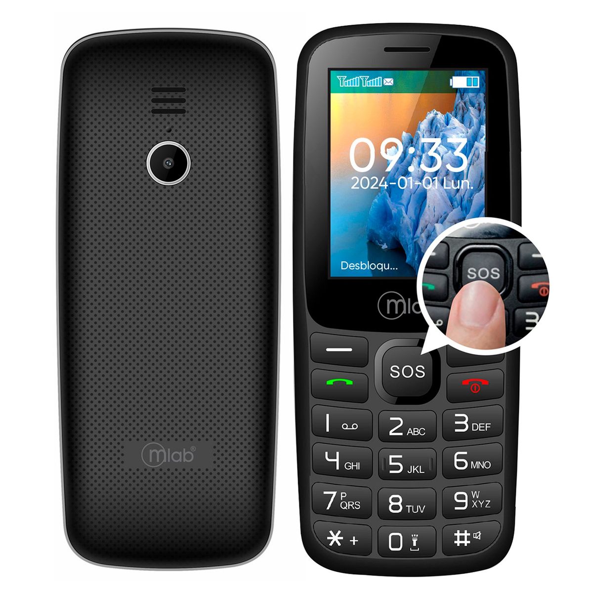 MICROLAB - Telefono Celular Adulto Mayor 4G Dual Sim Bar Style 2.4 Pulg