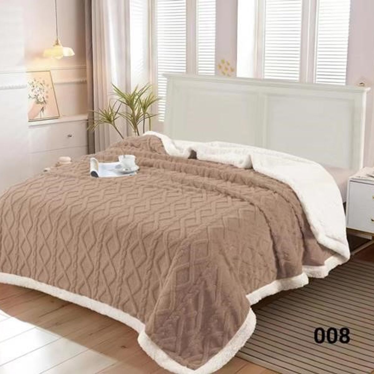 GENERICO - Frazada Polar - Manta termica con Chiporro 1,5 plaza Cafe Claro