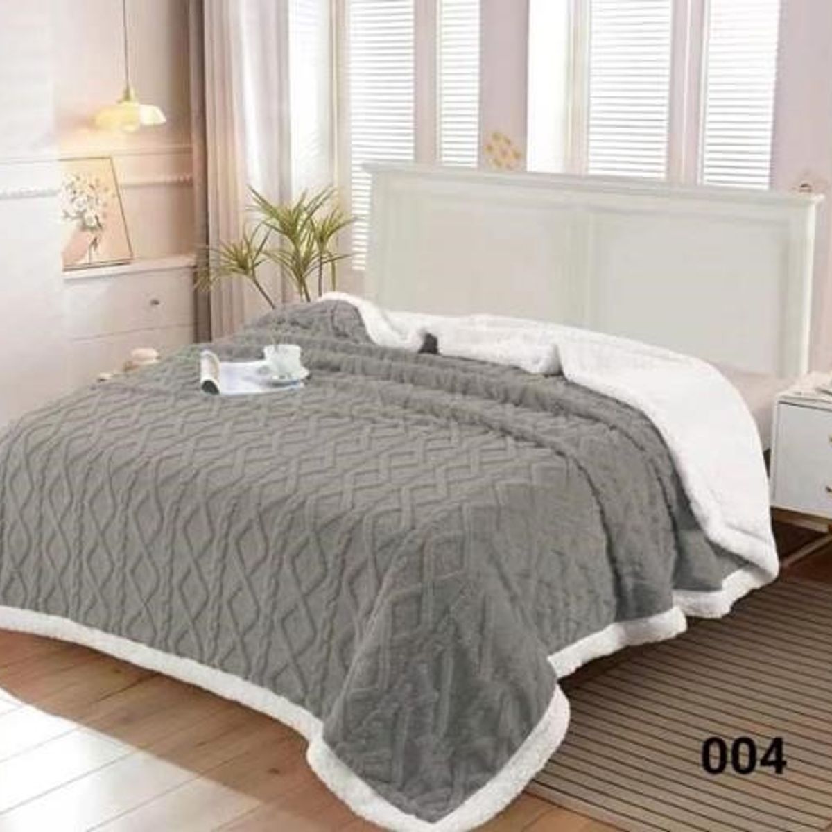 GENERICO - Frazada Polar - Manta termica con Chiporro 1,5 plaza Gris