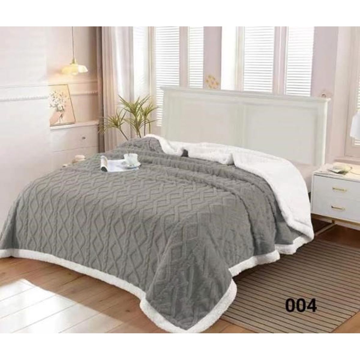 GENERICO - Frazada Polar - Manta termica con Chiporro 1,5 plaza Gris