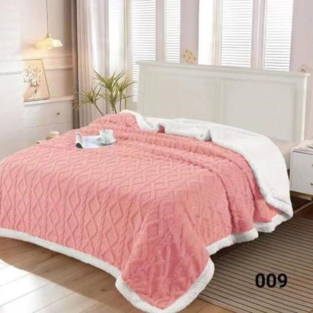 GENERICO - Frazada Polar - Manta termica con Chiporro 1,5 plaza Rosado