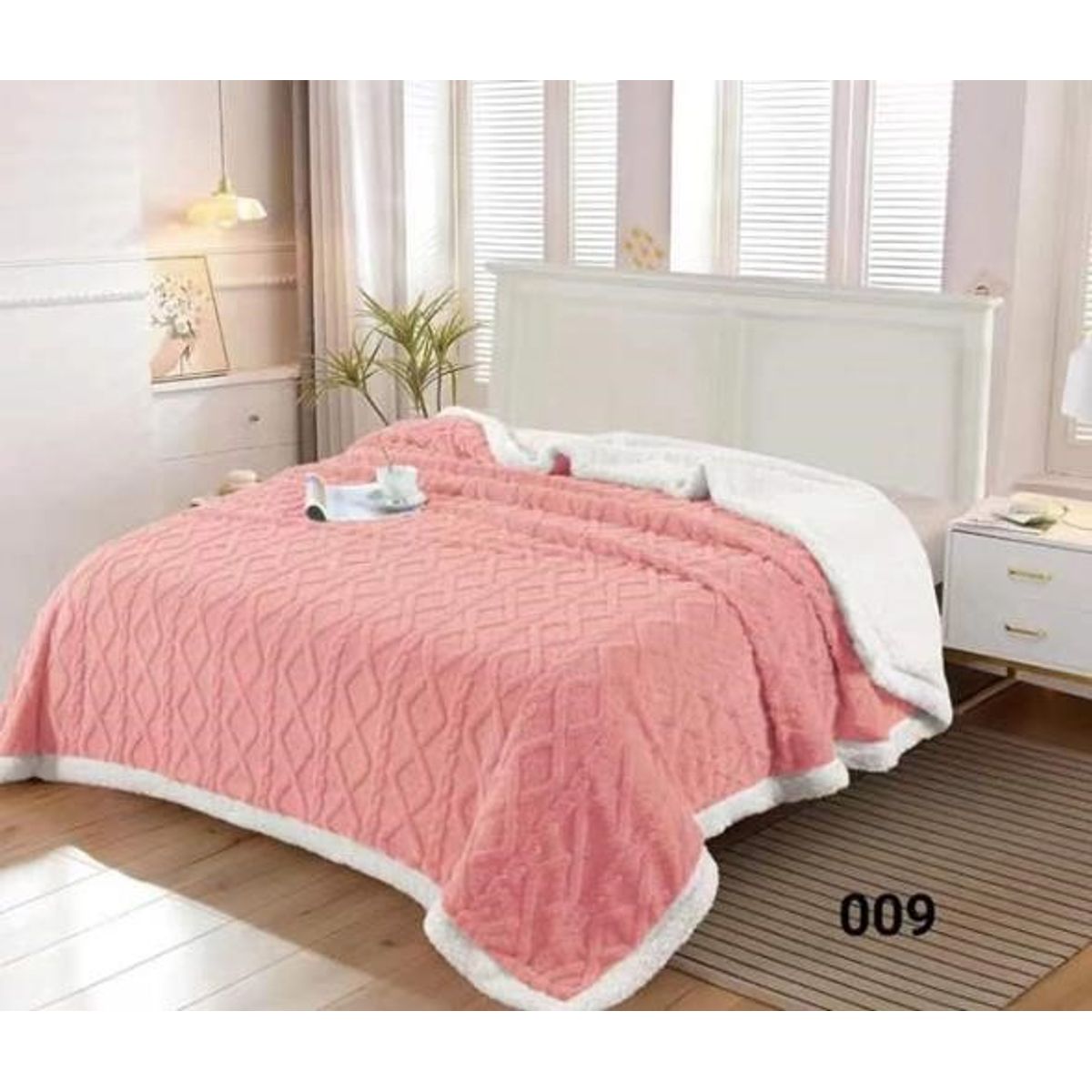 GENERICO - Frazada Polar - Manta termica con Chiporro 1,5 plaza Rosado