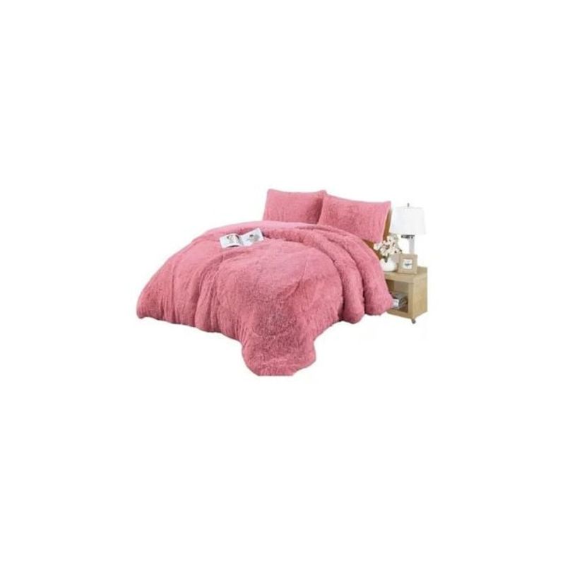 GENERICO - Cobertor Plumón Invierno Chiporro Liso Peludo 2Plazas color ROSA