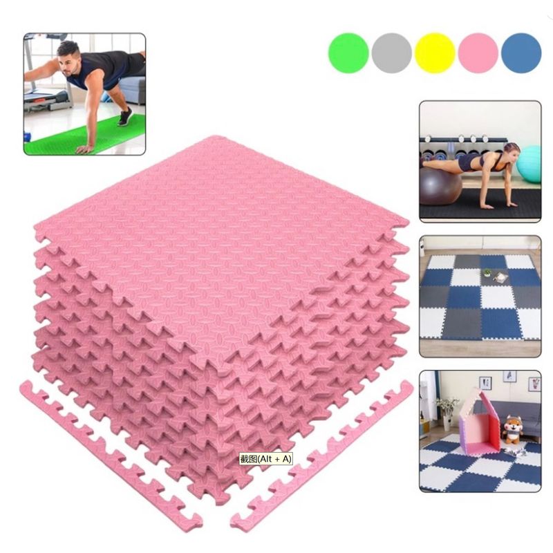 GENERICO - Pack X 4 Tatami Alfombra Encastrable 60x60x1.2cm Goma Eva ROSA