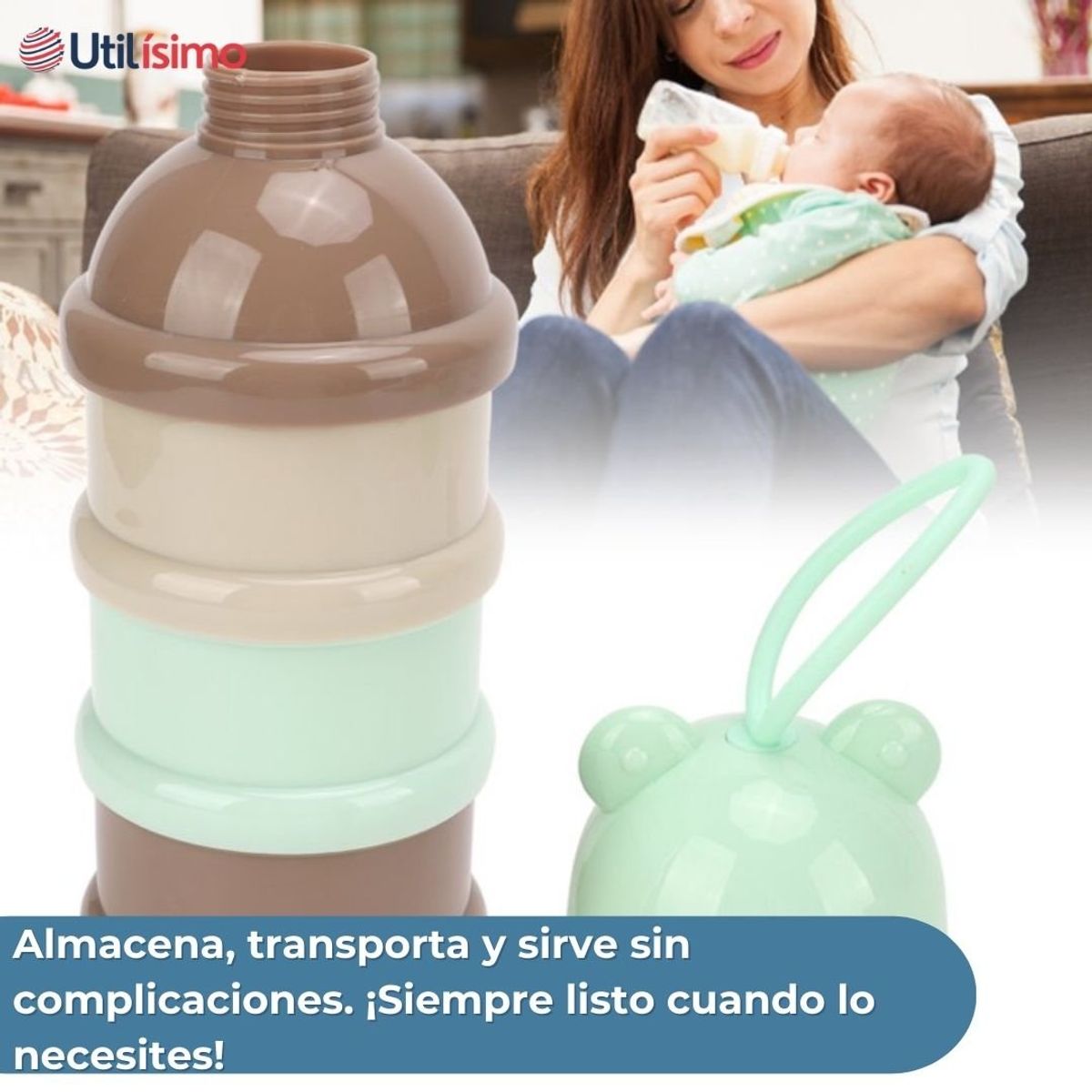 UTILISIMO - Dispensador Alimentos Portátil Multicapa Libre BPA Bebé Niño