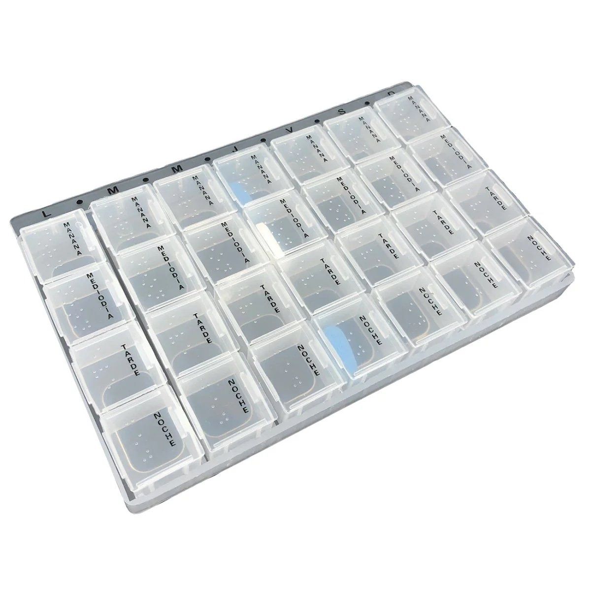 GENERICO - Organizador Pastillero 4 En 1 Blanco Semanal  Mensual