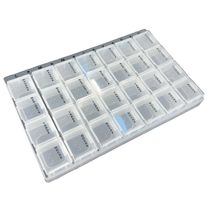 GENERICO - Organizador Pastillero 4 En 1 Blanco Semanal  Mensual