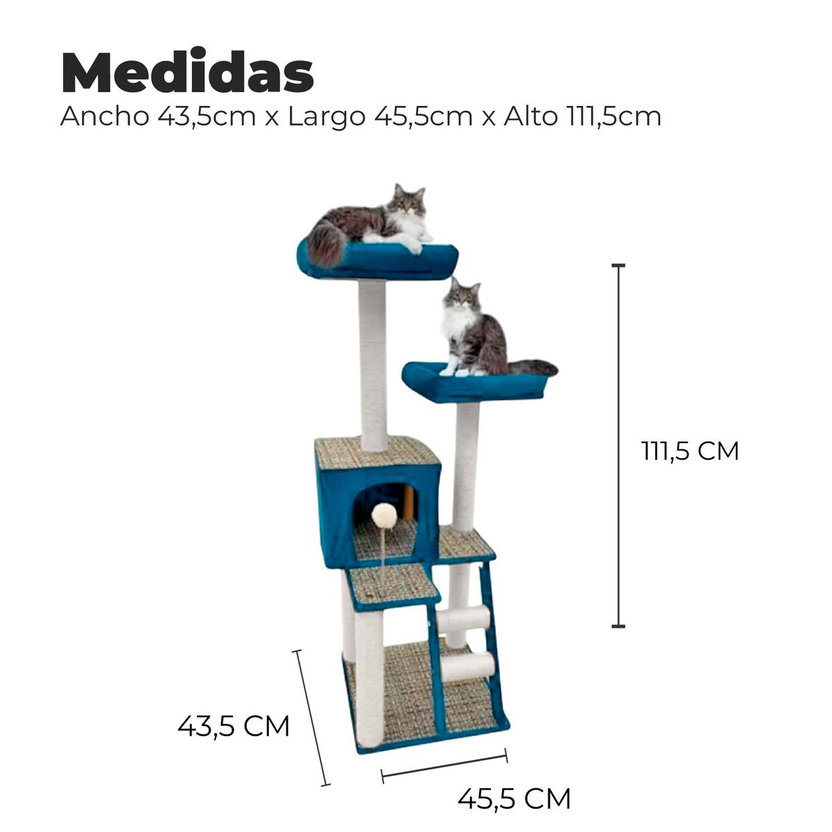 ALPHA - Torre Rascador de Gato 3 Pisos con Casa