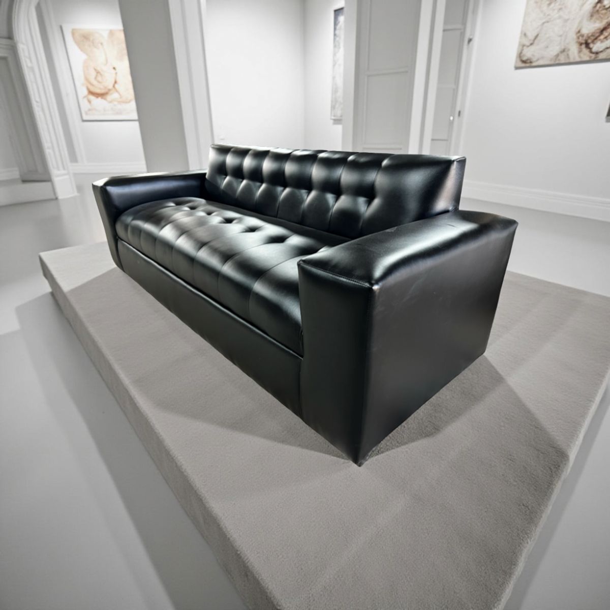 MUEBLES NEW - SOFA DOS CUERPOS NEGRO ECOCUERO.