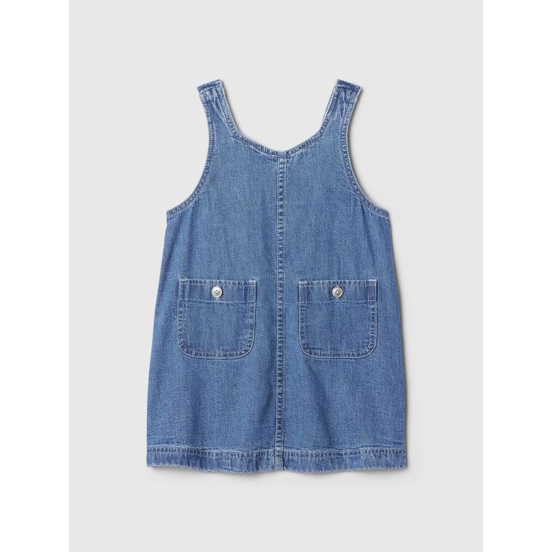 GAP - Vestido Toddler Niña Denim Jumper Azul GAP