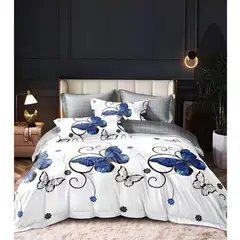 GENERICO - Sábanas con diseño mariposa azul 1.5 plaza juego de 3 piezas teng fei
