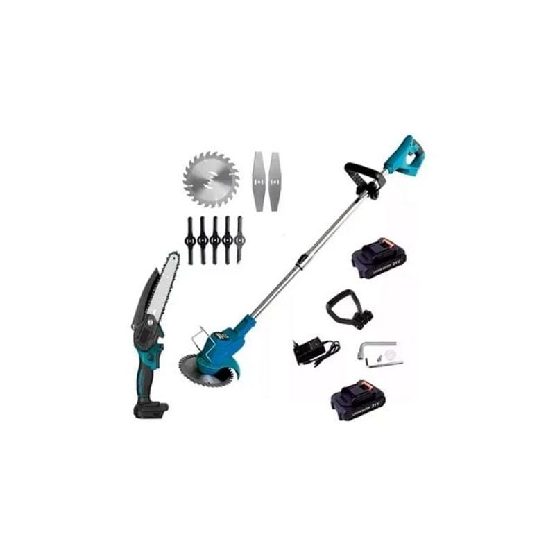 GENERICO - Cortadora De Pasto + Mini Moto Sierra Kit Inalámbrico 2 En 1