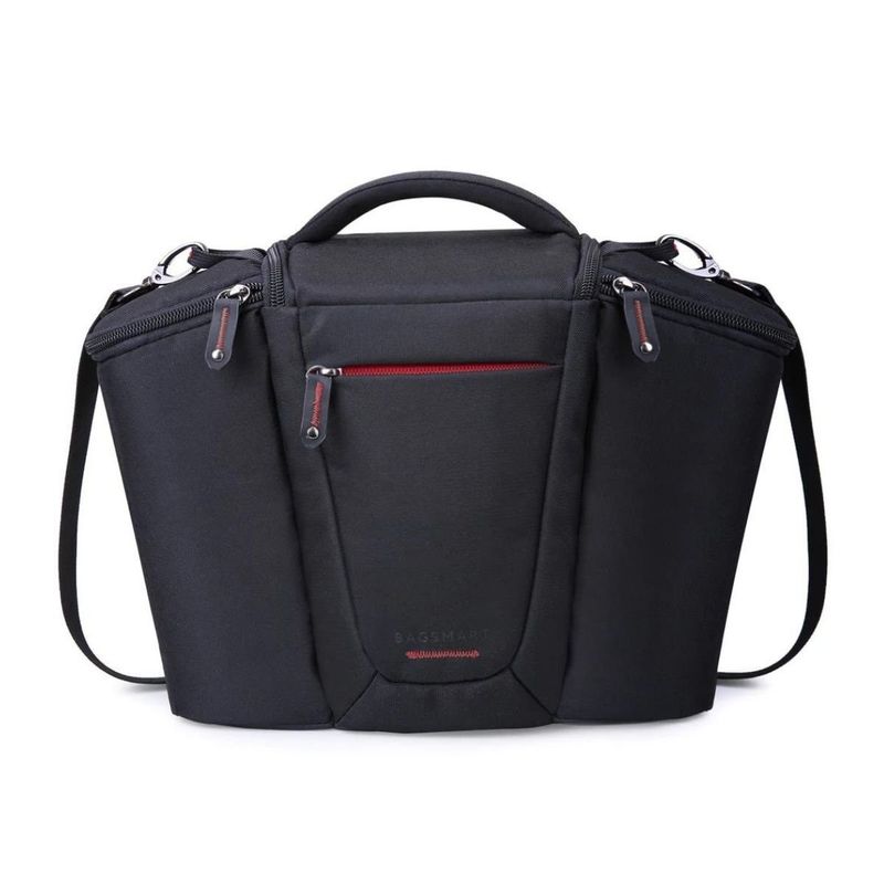 BAGSMART - Bagsmart Bolso para Cámara Phoenix con Correa Ajustable Negro y Rojo