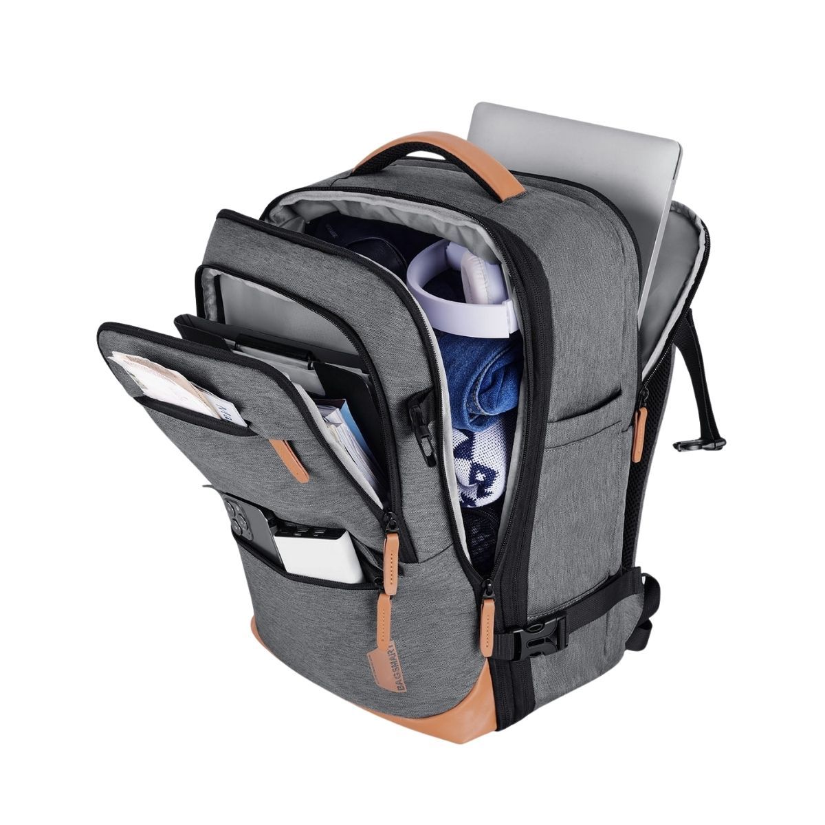 BAGSMART - Bagsmart Mochila Falco 30 L - 40 L Expandible + 3 Organizadores Gris