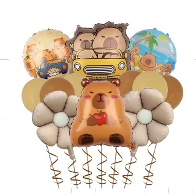 GENERICO - Set de Globos foil + látex Capibara  para cumpleaños mod 2