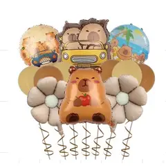 GENERICO - Set de Globos foil + látex Capibara para cumpleaños mod 2
