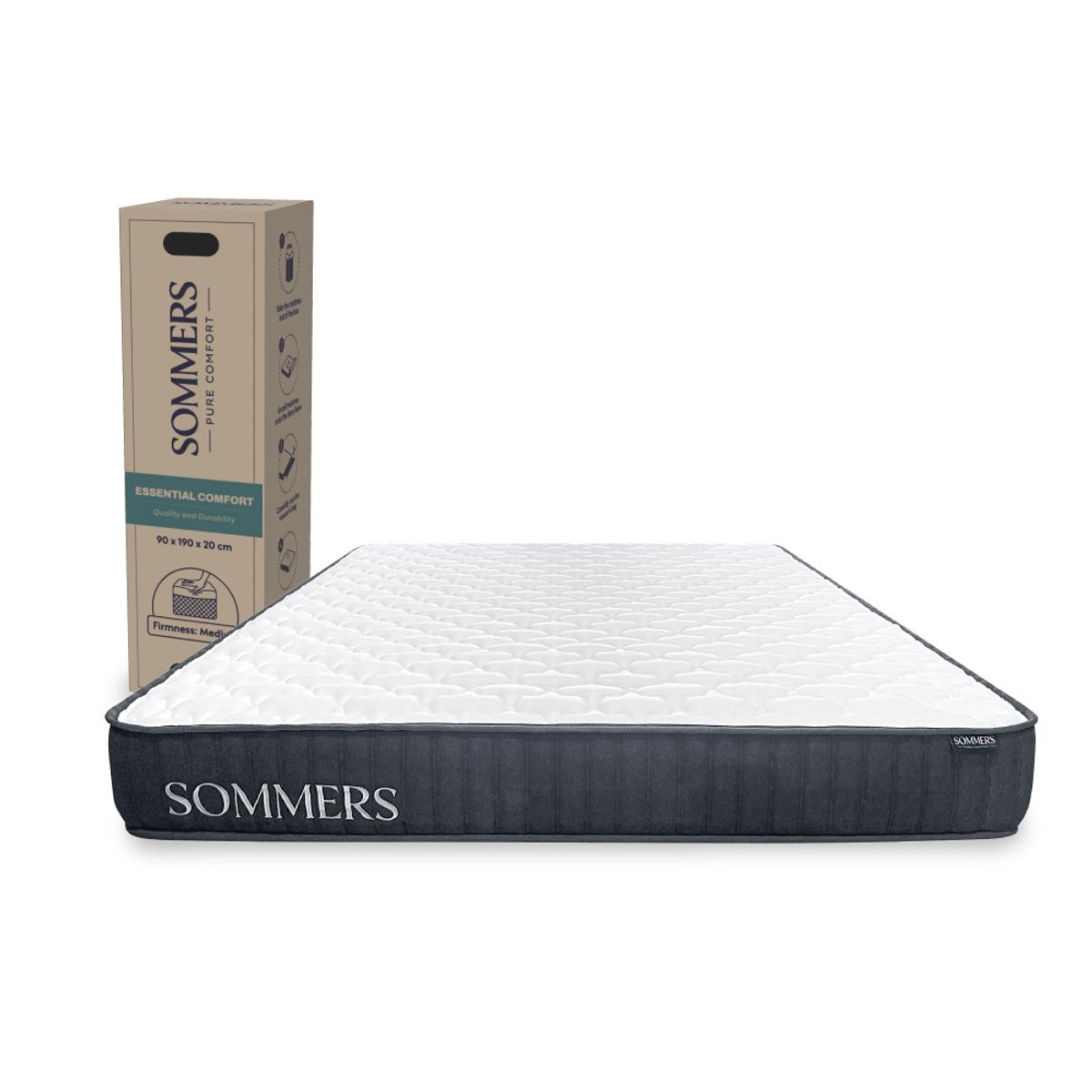 SOMMERS - Colchón 2 Plazas Comprimido 150x190x20 Cm Essential Sommers