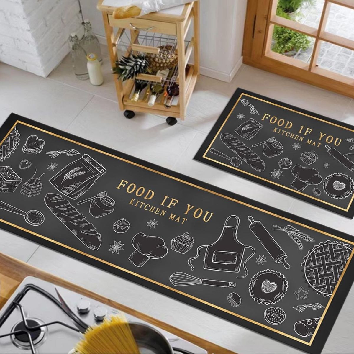 GENERICO - Pack 2 Alfombra De Cocina Antideslizante Piso Entrada De Baño