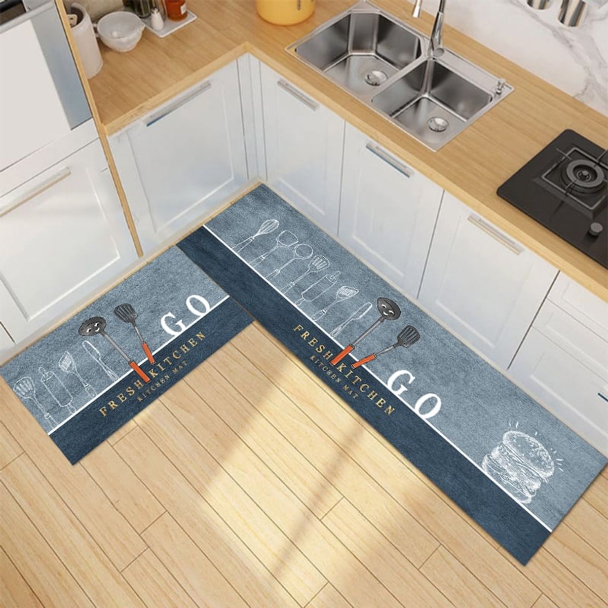 GENERICO - Pack 2 Alfombra De Cocina Antideslizante Piso Entrada De Baño