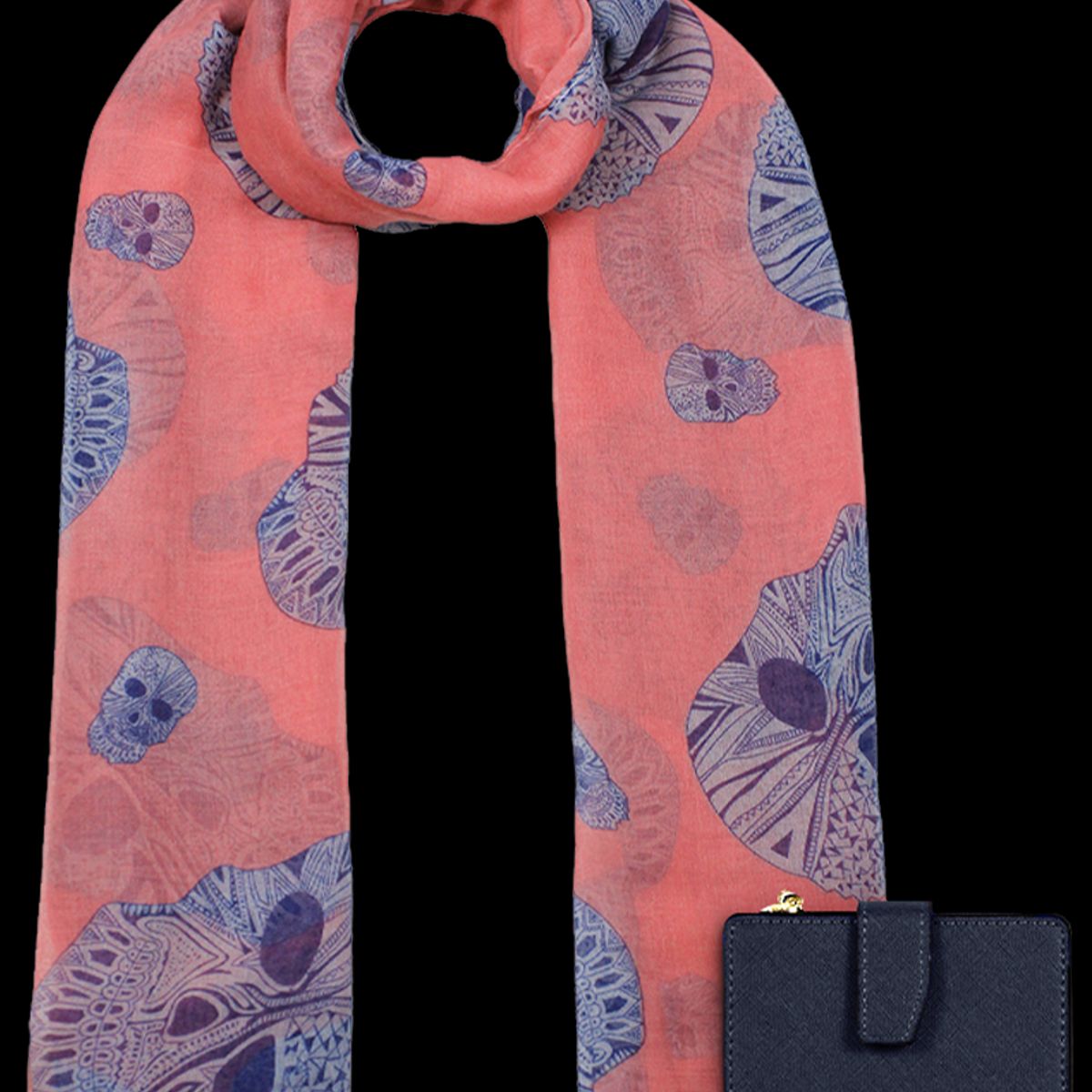 CARVEN - Pack Billetera Briana azul + Pañuelo Omani Coral Carven