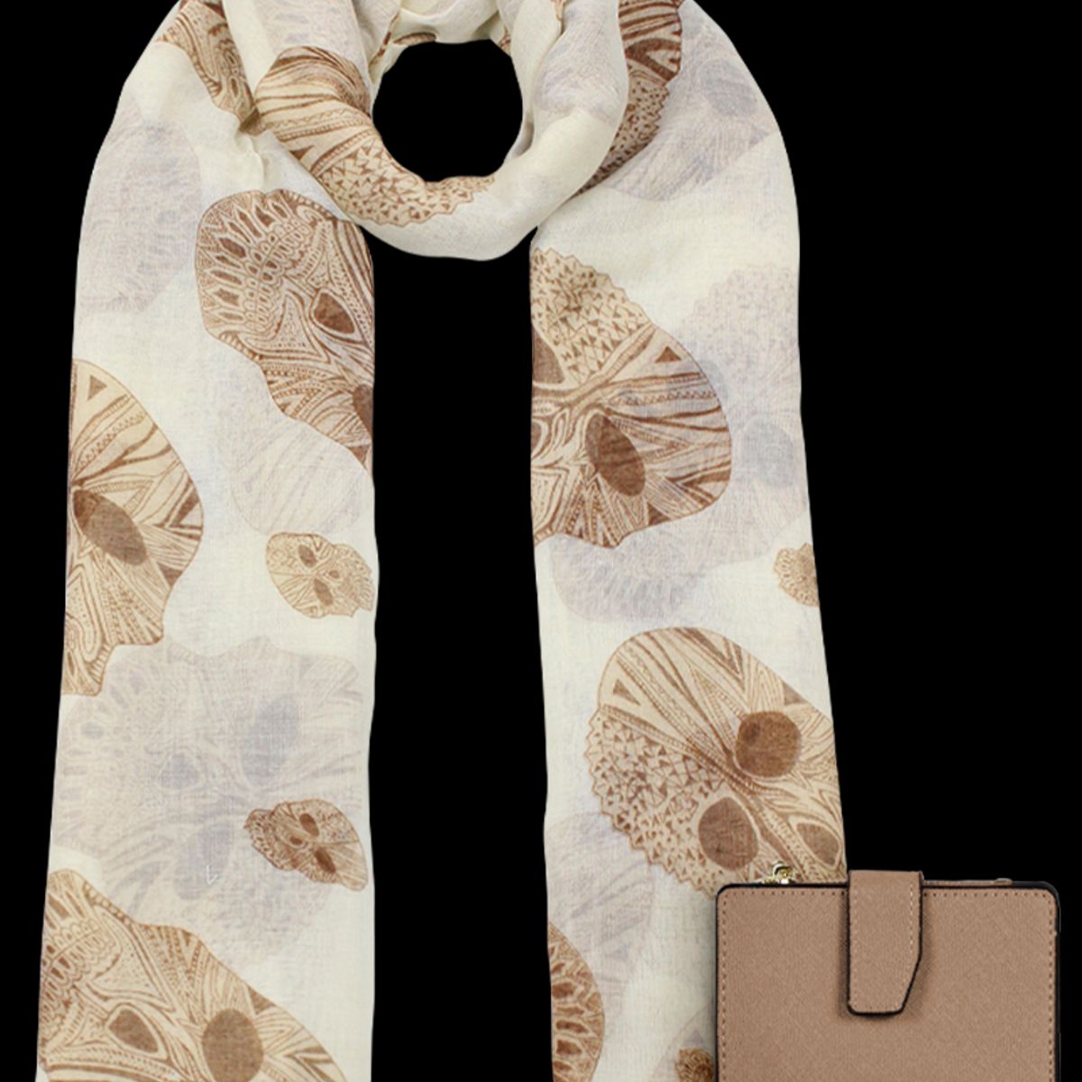 CARVEN - Pack Billetera Briana taupe + Pañuelo Omani beige Carven