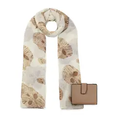 CARVEN - Pack Billetera Briana taupe + Pañuelo Omani beige