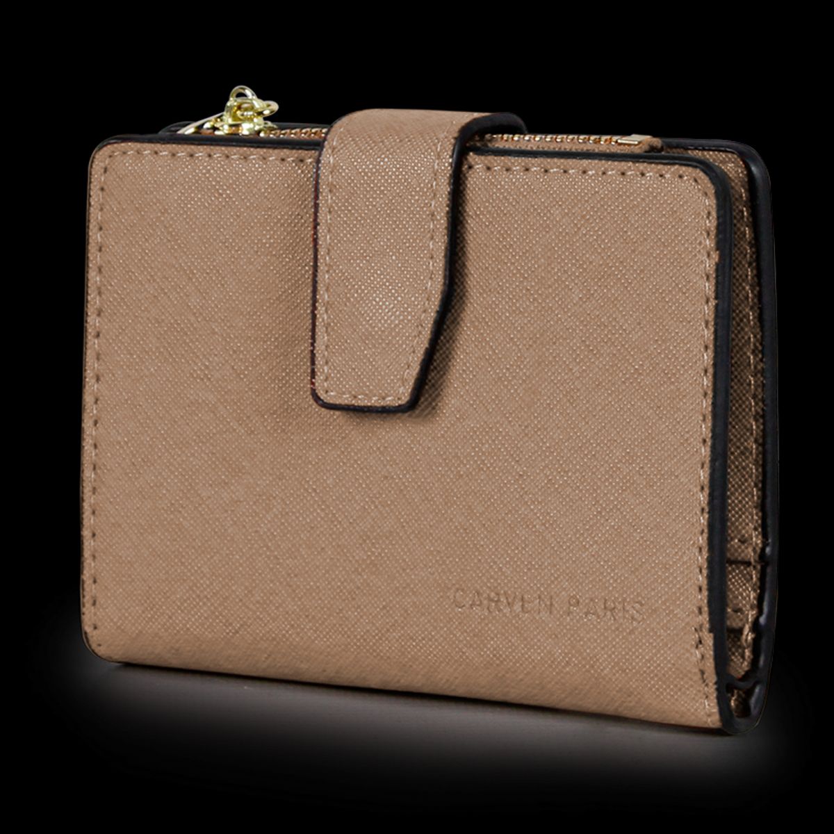 CARVEN - Pack Billetera Briana taupe + Pañuelo Omani beige Carven