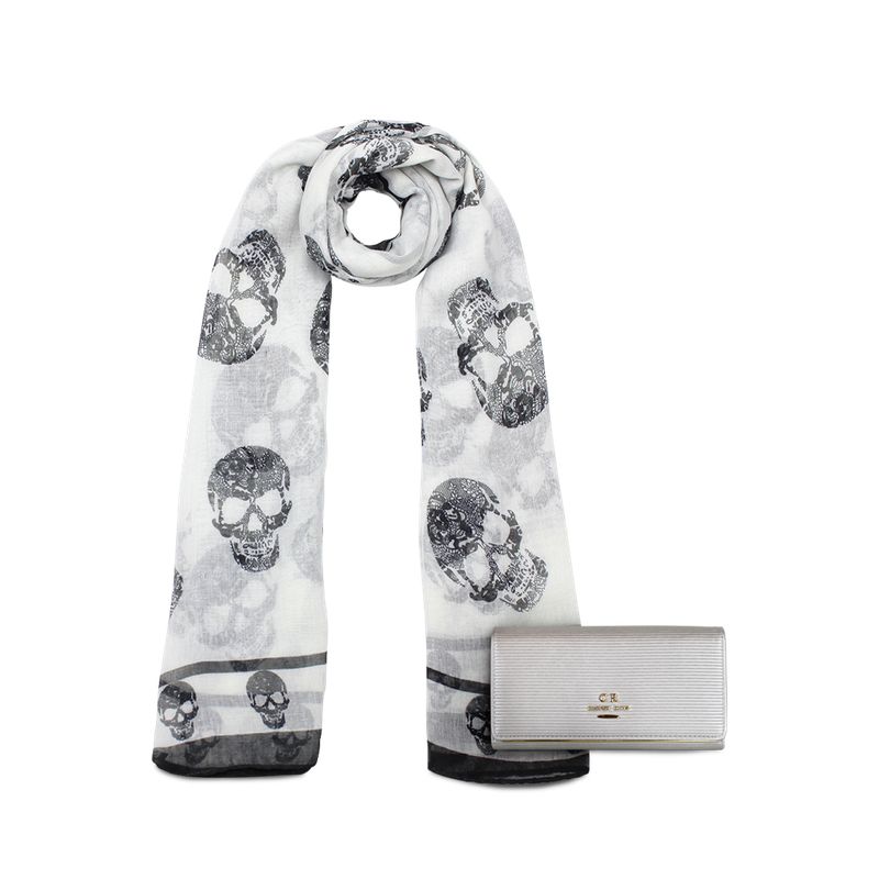 CARVEN - Pack Billetera Gala silver + Pañuelo Oni blanco Carven