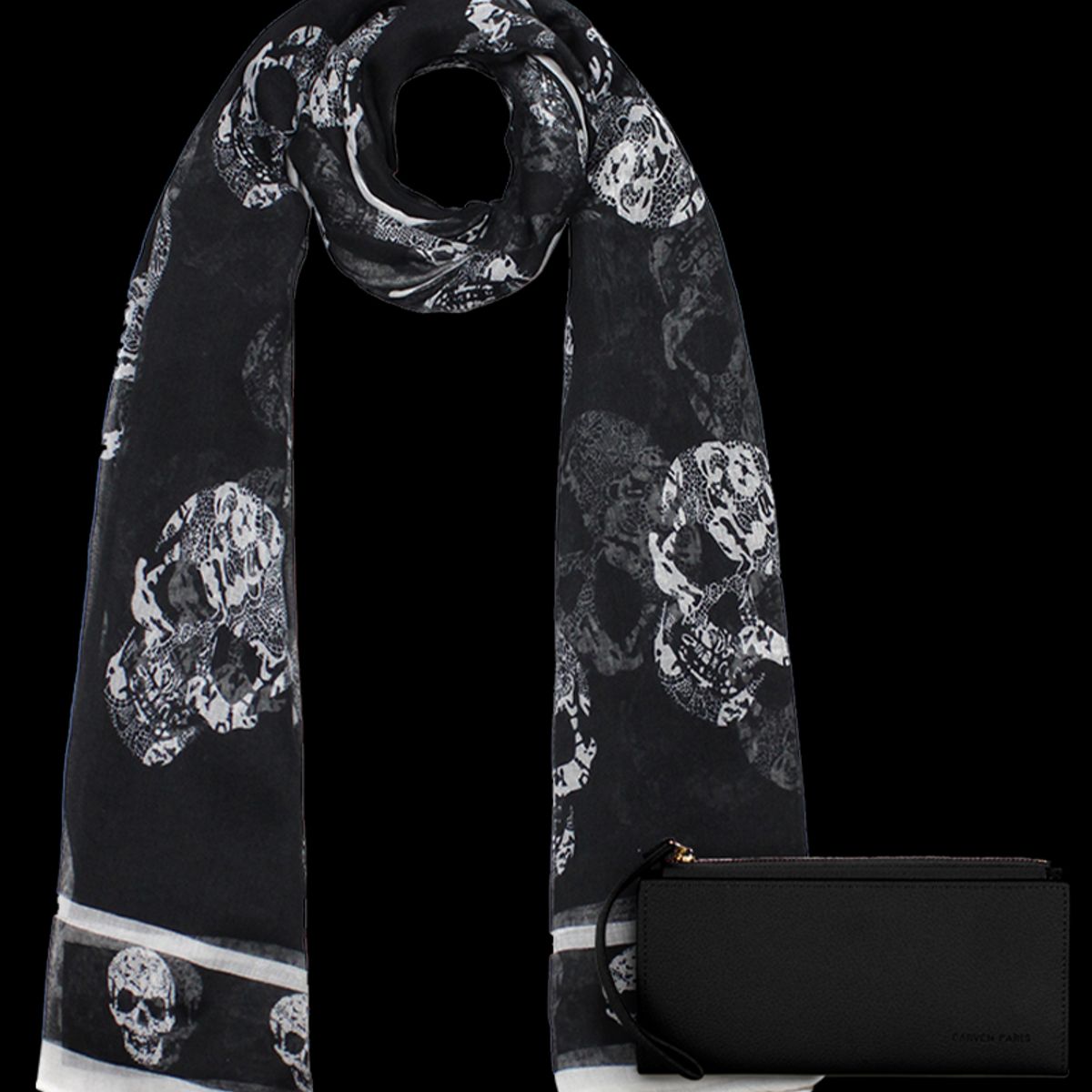 CARVEN - Pack Billetera Delia negra + Pañuelo Oni negro Carven